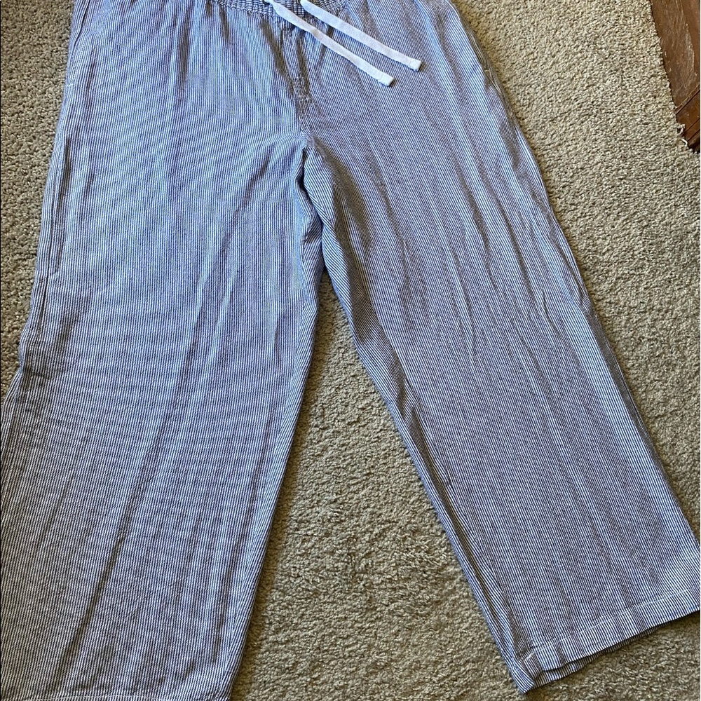 DASH linen blue and white striped slacks